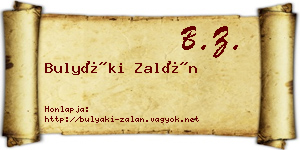 Bulyáki Zalán névjegykártya